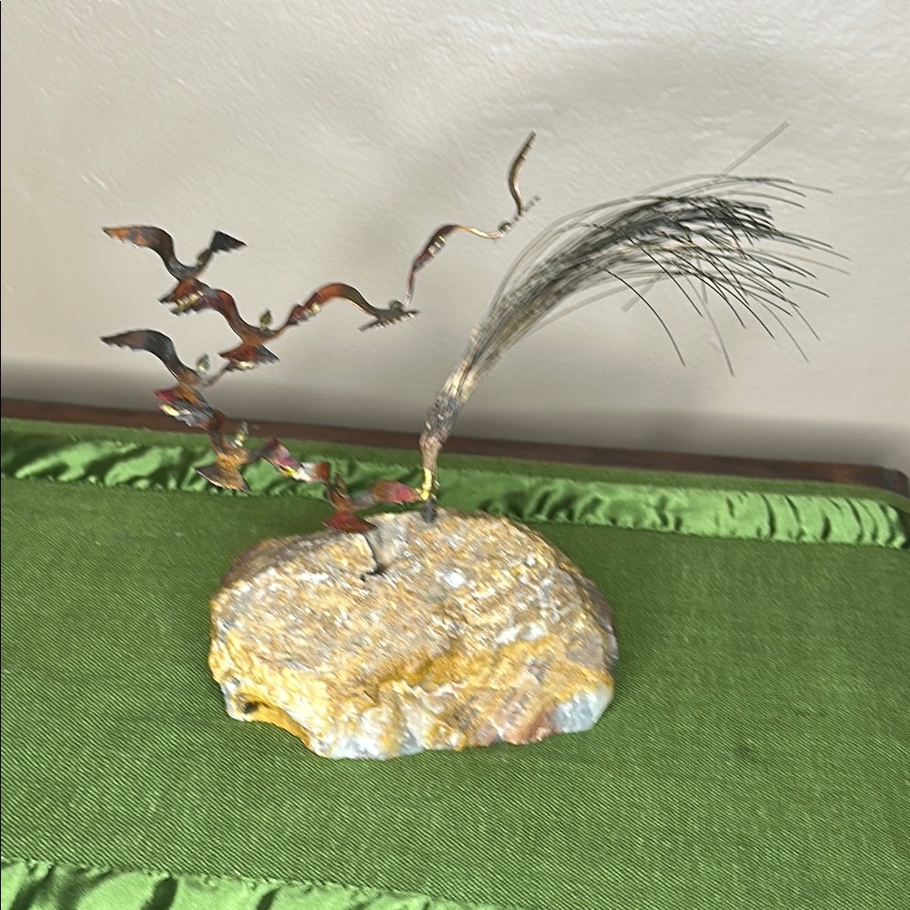 Bijan Birds In Flight Metal Copper Sculpture